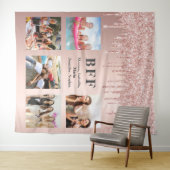 おしゃれな写真コラージュ 親友 きらきら ローズゴールド ピンク タペストリー (インサイチュ(横))