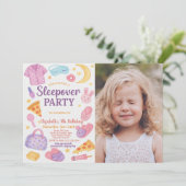 おしゃれな写真付きの誕生日お泊まり会招待状 招待状 (スタンド正面)