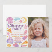 おしゃれな写真付きの誕生日お泊まり会招待状 招待状 (正面/裏面)