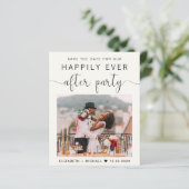 おしゃれな写真付きクリーム色の結婚式二次会 Save the Date (スタンド正面)