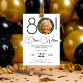 おしゃれな写真付き80歳誕生日Save The Date 招待状
