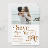 おしゃれな写真付きSave the Date - 彼女がイエスと言った 招待状 (正面)