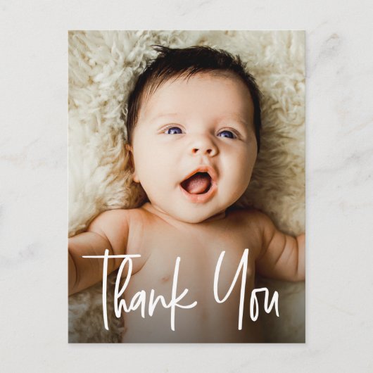 おしゃれな写真入りベビー 誕生日のお知らせ ポストカード (正面)