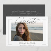 おしゃれな写真入り卒業パーティー招待状 招待状 (正面/裏面)