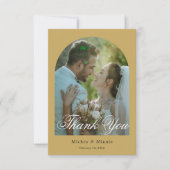 おしゃれな写真入り結婚式お礼カード(テキスト付き) サンキューカード (正面)