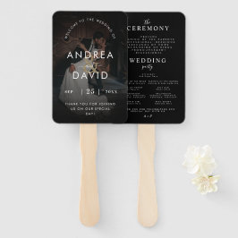 おしゃれな写真入り金色アンパサンド式典プログラム ハンドファン