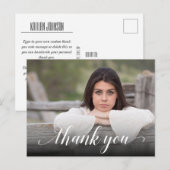 おしゃれな写真 卒業式 白いスクリプト ありがとう ポストカード (正面/裏面)