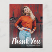 おしゃれな写真 卒業式 白いスクリプト 感謝 ポストカード (正面)