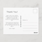 おしゃれな写真 卒業式 白いスクリプト 感謝 ポストカード (裏面)