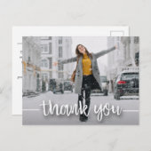 おしゃれな写真 卒業 白いスクリプトで感謝を伝える ポストカード (正面/裏面)