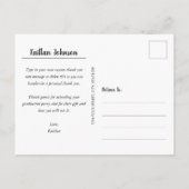 おしゃれな写真 卒業 白いスクリプトで感謝を伝える ポストカード (裏面)