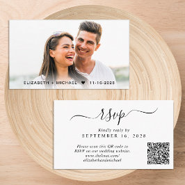 おしゃれな写真QRコード結婚式出欠確認カード エンクロージャーカード