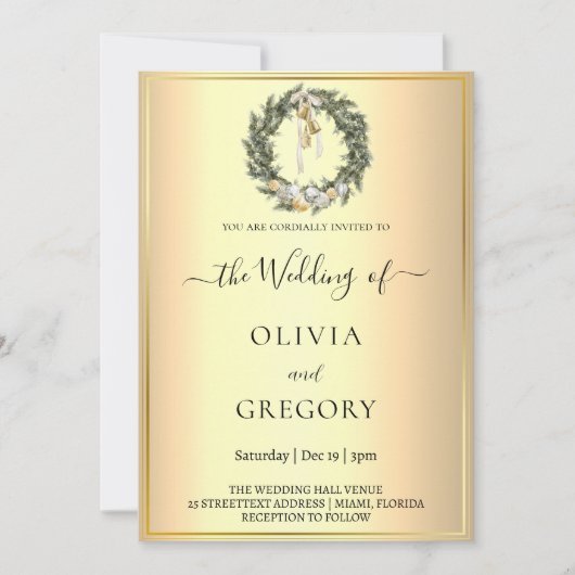 おしゃれな冬のウェディング 招待状 (正面)