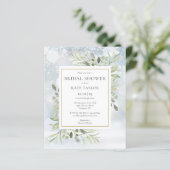 おしゃれな冬のグリーンウェディングシャワー招待状 (スタンド正面)