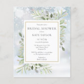 おしゃれな冬のグリーンウェディングシャワー招待状 (正面)