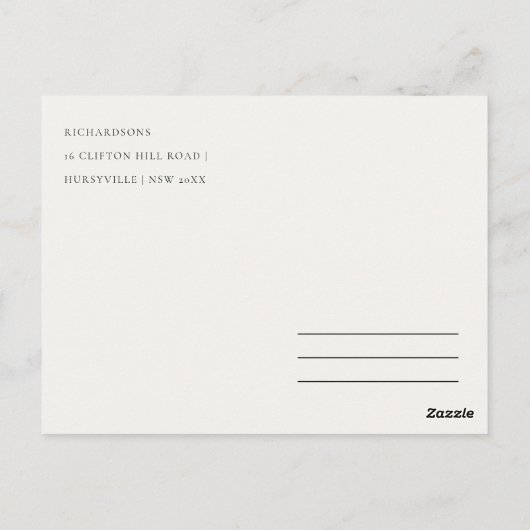 おしゃれな冬のフロントドアのお知らせ - 私たちは引っ越しました ポストカード (裏面)