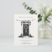 おしゃれな冬のフロントドア お引越ししました ポストカード (スタンド正面)