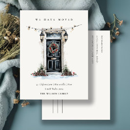 おしゃれな冬のフロントドア お引越ししました ポストカード