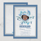 おしゃれな冬の写真招待状 ブルー 招待状 (正面/裏面)