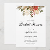 おしゃれな冬の常緑樹のクリスマス ブライダルシャワー 招待状 (正面/裏面)