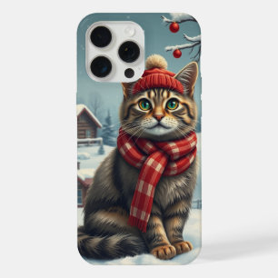 おしゃれな冬の装いと帽子をかぶったトラ猫 iPhone 15 PRO MAXケース