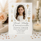 おしゃれな初めての聖体拝領の招待状 女の子 招待状
