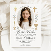 おしゃれな初めての聖体拝領の招待状 女の子 招待状