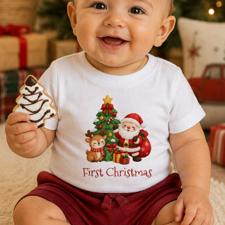 おしゃれな初クリスマス赤ちゃんTシャツ ベビーTシャツ