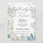 おしゃれな北極の動物が冬の高山の赤ちゃんシャワー  招待状 (正面/裏面)