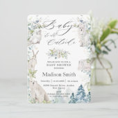 おしゃれな北極の動物が冬の高山の赤ちゃんシャワー  招待状 (スタンド正面)