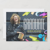 おしゃれな卒業お知らせをパーソナライズする 招待状 (正面)