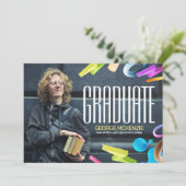 おしゃれな卒業お知らせをパーソナライズする 招待状 (スタンド正面)