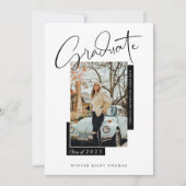 おしゃれな卒業スクリプトオーバーレイ写真 卒業 招待状 (正面)