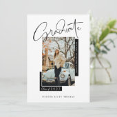 おしゃれな卒業スクリプトオーバーレイ写真 卒業 招待状 (スタンド正面)