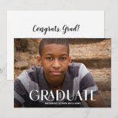 おしゃれな卒業デザインの現代的な卒業パーティー 招待状 (正面/裏面)