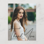 おしゃれな卒業写真の感謝メッセージスクリプトオーバーレイ ポストカード (正面)