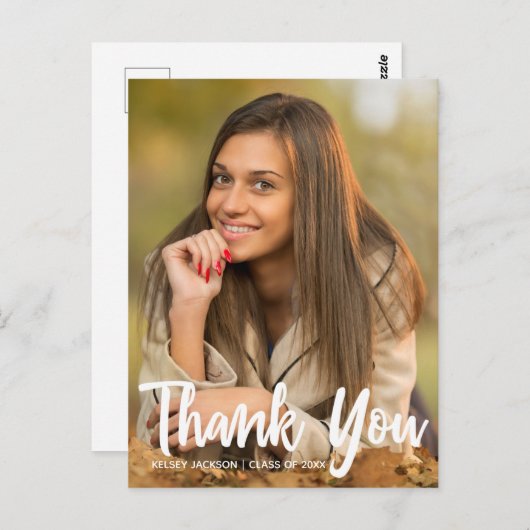 おしゃれな卒業写真の感謝メッセージ 卒業おめでとう ポストカード (正面/裏面)