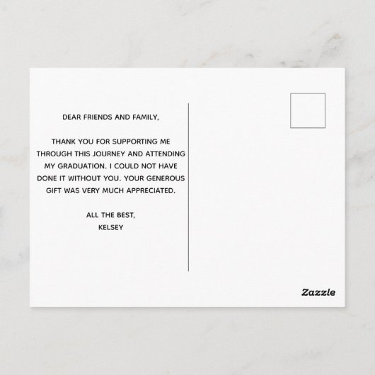 おしゃれな卒業写真の感謝メッセージ 卒業おめでとう ポストカード (裏面)