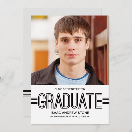 おしゃれな卒業写真 卒業おめでとうのご案内 案内状 (正面/裏面)