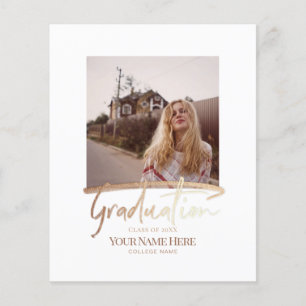 おしゃれな卒業式写真招待状 モダンエレガント チラシ