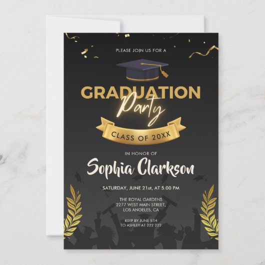 おしゃれな卒業式招待状 招待状 (正面)