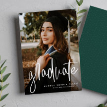 おしゃれな卒業生のためのグリーン1枚写真発表