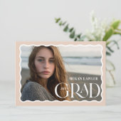 おしゃれな卒業発表写真カード ウェーブフレーム 招待状 (スタンド正面)