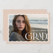 おしゃれな卒業発表写真カード ウェーブフレーム 招待状 (正面/裏面)