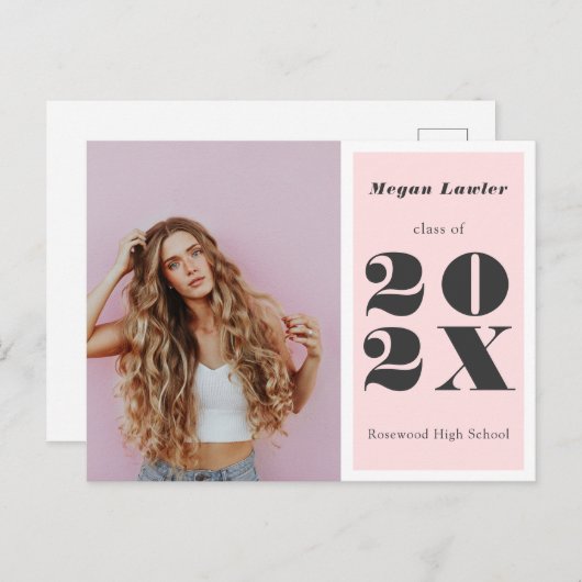 おしゃれな卒業発表写真カード ブラッシュ ポストカード (正面/裏面)