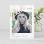 おしゃれな卒業発表 ゴールドフレーム オープンハウス 招待状 (スタンド正面)