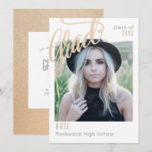 おしゃれな卒業発表 ゴールドフレーム オープンハウス 招待状 (正面/裏面)