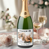 おしゃれな友達の写真の名前 モダンシンプルパーティー スパークリングワインラベル