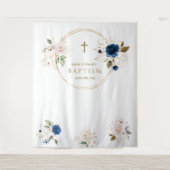 おしゃれな双子のピンクのぼかし花の洗礼写真小道具 タペストリー (正面)