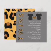おしゃれな双子 チーターのベビーシャワーパーティー招待状 招待状 (正面/裏面)